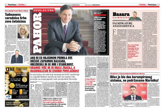 Pogovor predsednika Pahorja za srbski časopis Kurir